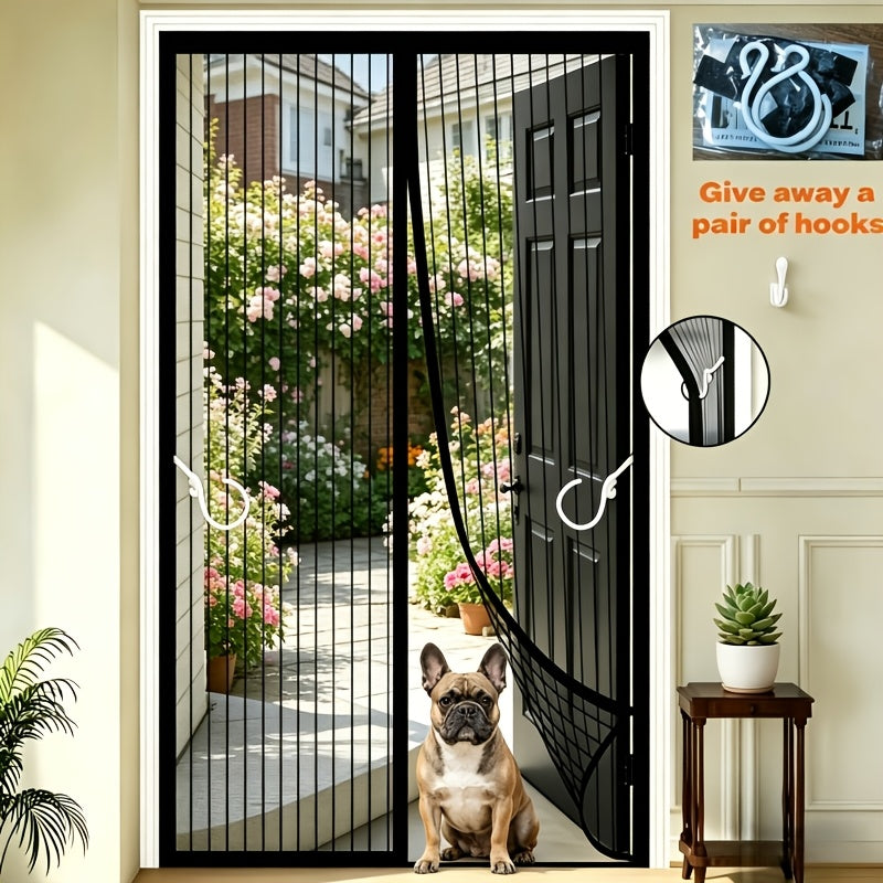 Anti-Mosquito Magnetic Summer Hole-Free Screen Door Curtain, Lightweight And Breathable, Easy to Install Summer Magnetic Screen Door Curtain, Easy to Lift for Pets, Suitable for Living Rooms, Bedrooms, Kitchens, Etc. [With Storage Hooks]
