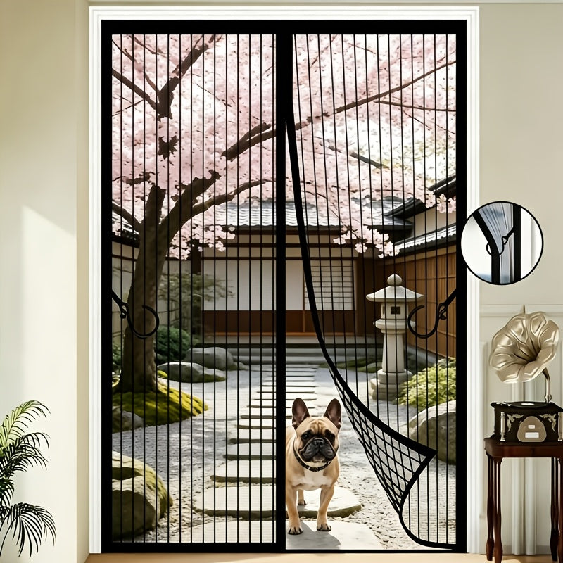 Anti-Mosquito Magnetic Summer Hole-Free Screen Door Curtain, Lightweight And Breathable, Easy to Install Summer Magnetic Screen Door Curtain, Easy to Lift for Pets, Suitable for Living Rooms, Bedrooms, Kitchens, Etc. [With Storage Hooks]