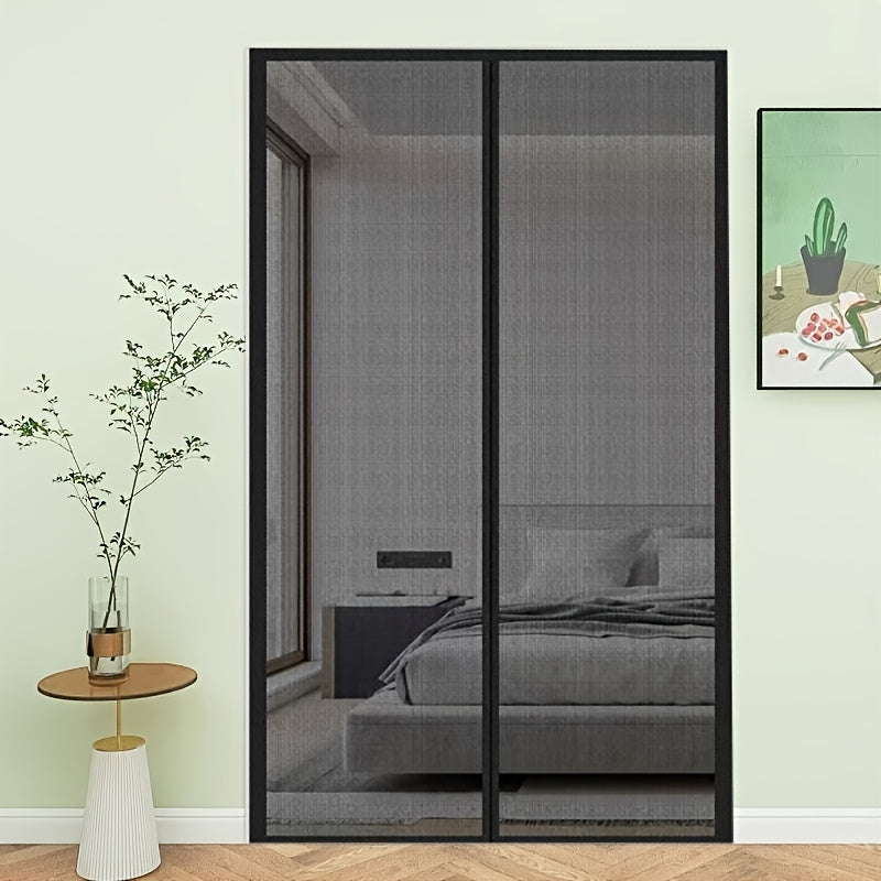 Magnetic Mesh Mosquito Net Door Curtain Suitable for Windows & Doors - Automatic Closing Magnetic Fly Screen with Continuous Hook-and-Loop Tape, No Drill Installation, PVC Mesh Suitable, Living Room, Bedroom, Garage, Pet-Friendly Bug Barrier