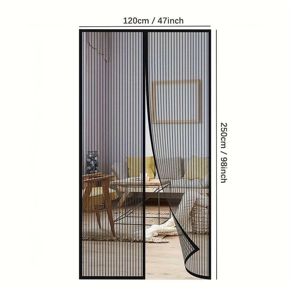 Magnetic Glass Fiber Mesh Mosquito-Proof Screen Door Curtain Suitable for Windows & Doors - Automatic Closing Magnetic Bug Barrier, No Drill Installation, PVC Frame Compatible for Glass Panels, Pet-Friendly Insect Protection, Living Room