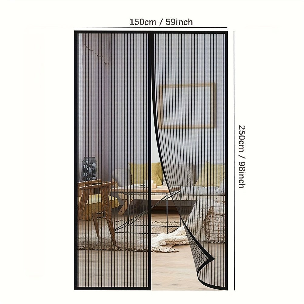 Magnetic Mesh Mosquito Net Door Curtain Suitable for Windows & Doors - Automatic Closing Magnetic Fly Screen with Continuous Hook-and-Loop Tape, No Drill Installation, PVC Mesh Suitable, Living Room, Bedroom, Garage, Pet-Friendly Bug Barrier