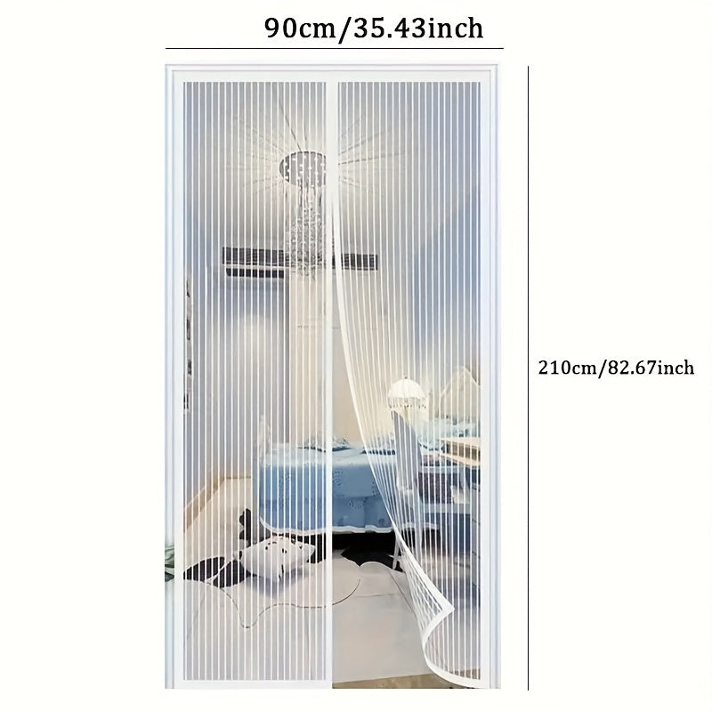 1pc Striped Soft Screen Curtain, Breathable And Mosquito-Proof, with Magnetic Closure, Easy to Clean, Suitable for 36X82 Inch Doors