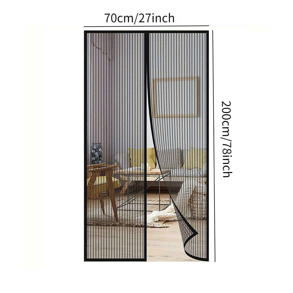 1pc No-Drill Mesh Mosquito Screen Door Curtain, Self-Closing Pet Safe Design, Windproof Sturdy Insect Blocker, Summer Fly Prevention for Home, Bedroom, Kitchen, Garage, Balcony and Modern Interior Exterior Decor