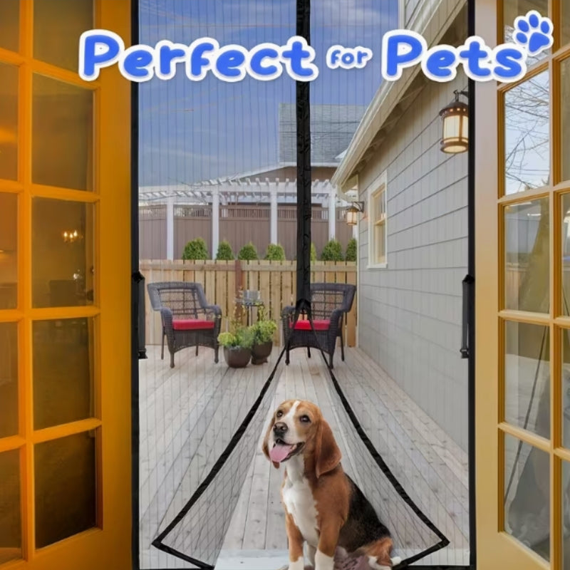 1pc No-Drill Mesh Mosquito Screen Door Curtain, Self-Closing Pet Safe Design, Windproof Sturdy Insect Blocker, Summer Fly Prevention for Home, Bedroom, Kitchen, Garage, Balcony and Modern Interior Exterior Decor