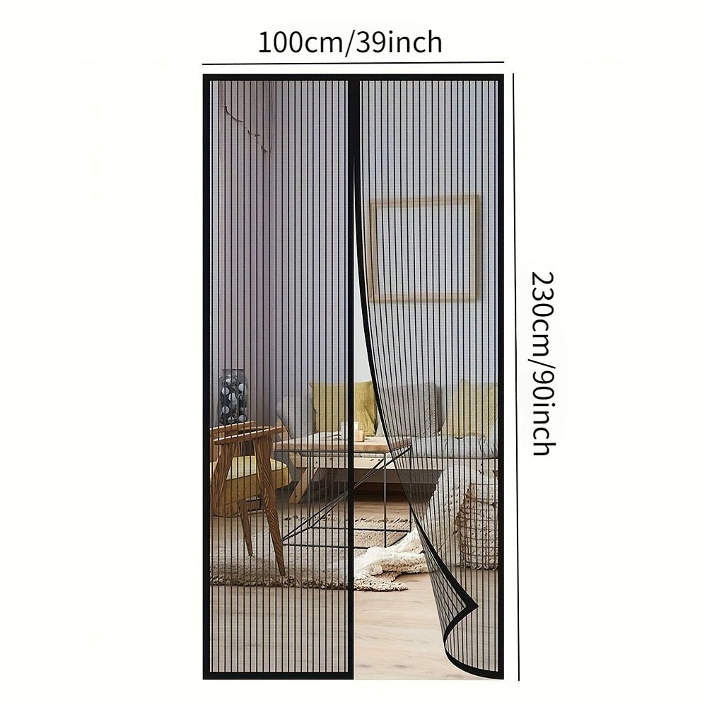 1pc No-Drill Mesh Mosquito Screen Door Curtain, Self-Closing Pet Safe Design, Windproof Sturdy Insect Blocker, Summer Fly Prevention for Home, Bedroom, Kitchen, Garage, Balcony and Modern Interior Exterior Decor