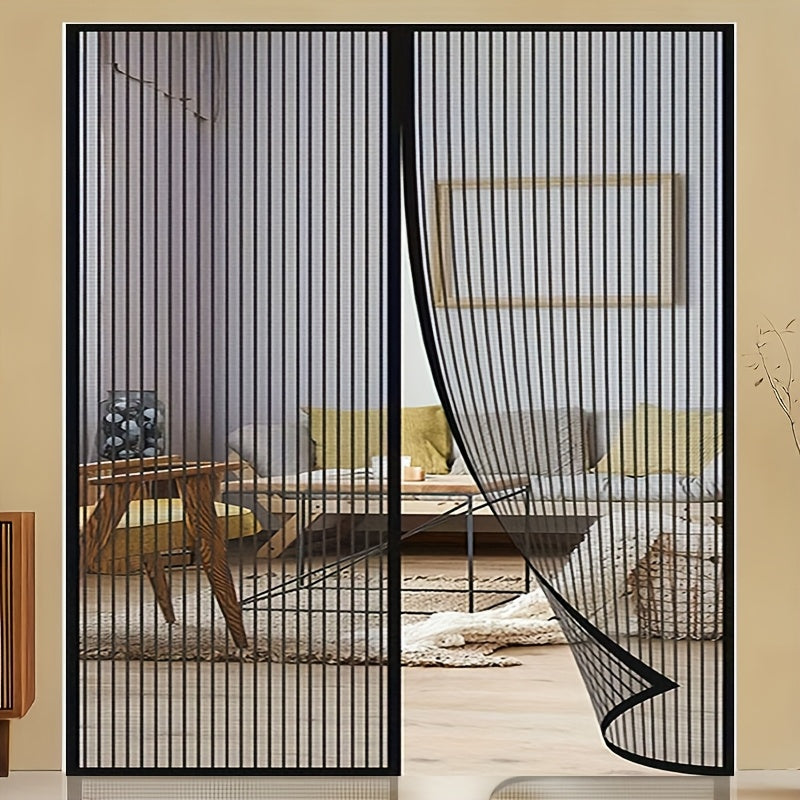 Magnetic Mesh Mosquito Net Door Curtain Suitable for Windows & Doors - Automatic Closing Magnetic Fly Screen with Continuous Hook-and-Loop Tape, No Drill Installation, PVC Mesh Suitable, Living Room, Bedroom, Garage, Pet-Friendly Bug Barrier