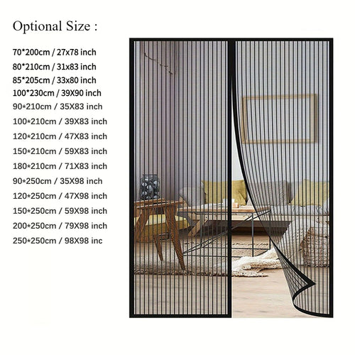 1pc No-Drill Mesh Mosquito Screen Door Curtain, Self-Closing Pet Safe Design, Windproof Sturdy Insect Blocker, Summer Fly Prevention for Home, Bedroom, Kitchen, Garage, Balcony and Modern Interior Exterior Decor