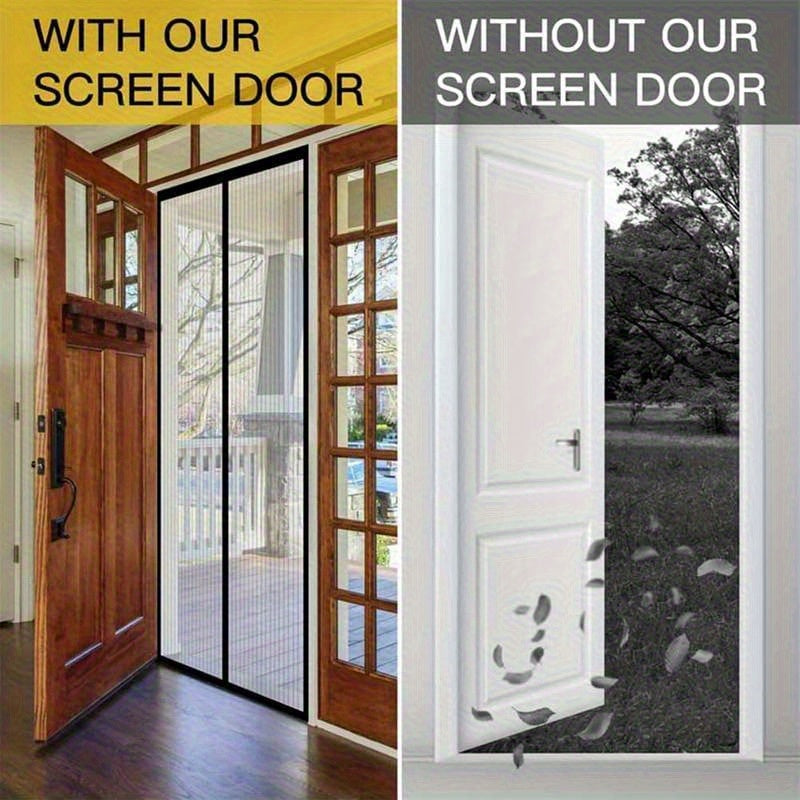Magnetic Glass Fiber Mesh Mosquito-Proof Screen Door Curtain Suitable for Windows & Doors - Automatic Closing Magnetic Bug Barrier, No Drill Installation, PVC Frame Compatible for Glass Panels, Pet-Friendly Insect Protection, Living Room