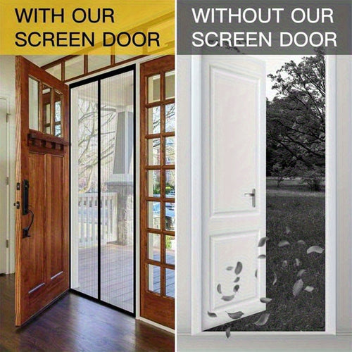 Magnetic Glass Fiber Mesh Mosquito-Proof Screen Door Curtain Suitable for Windows & Doors - Automatic Closing Magnetic Bug Barrier, No Drill Installation, PVC Frame Compatible for Glass Panels, Pet-Friendly Insect Protection, Living Room
