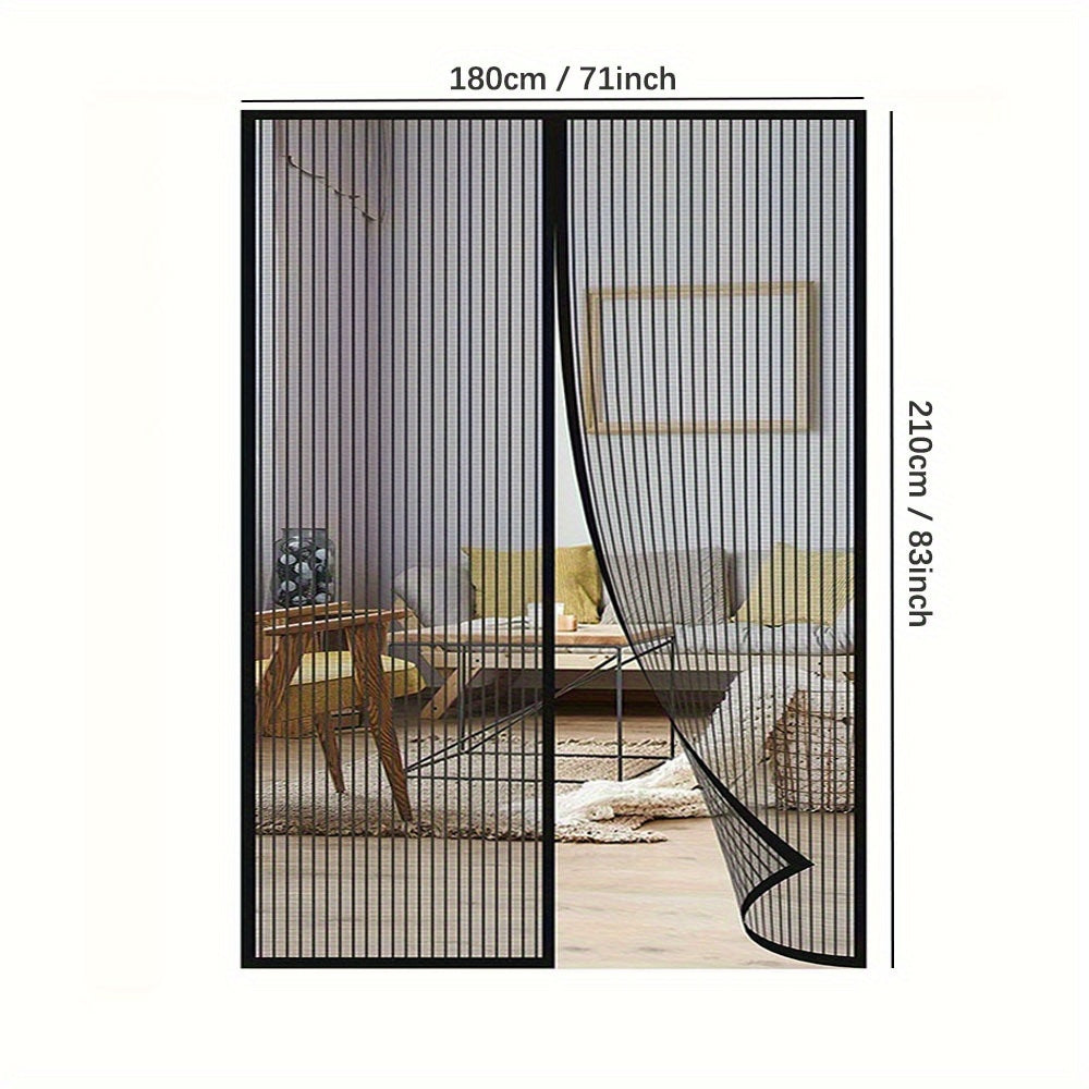 Magnetic Glass Fiber Mesh Mosquito-Proof Screen Door Curtain Suitable for Windows & Doors - Automatic Closing Magnetic Bug Barrier, No Drill Installation, PVC Frame Compatible for Glass Panels, Pet-Friendly Insect Protection, Living Room
