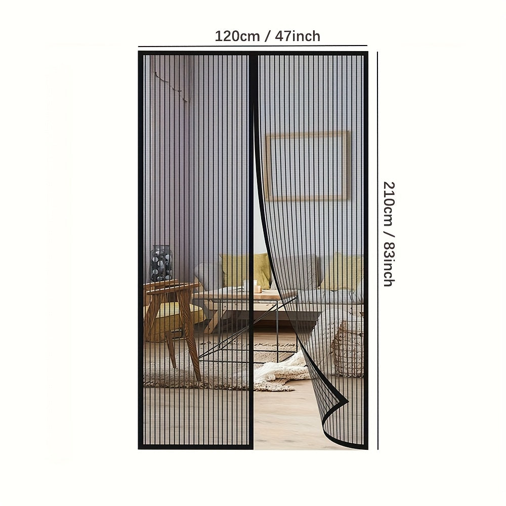 Magnetic Mesh Mosquito Net Door Curtain Suitable for Windows & Doors - Automatic Closing Magnetic Fly Screen with Continuous Hook-and-Loop Tape, No Drill Installation, PVC Mesh Suitable, Living Room, Bedroom, Garage, Pet-Friendly Bug Barrier