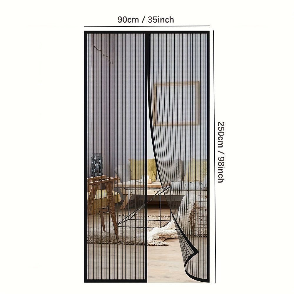 Magnetic Glass Fiber Mesh Mosquito-Proof Screen Door Curtain Suitable for Windows & Doors - Automatic Closing Magnetic Bug Barrier, No Drill Installation, PVC Frame Compatible for Glass Panels, Pet-Friendly Insect Protection, Living Room
