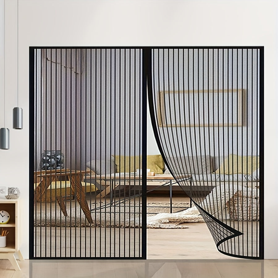 Magnetic Mesh Mosquito Net Door Curtain Suitable for Windows & Doors - Automatic Closing Magnetic Fly Screen with Continuous Hook-and-Loop Tape, No Drill Installation, PVC Mesh Suitable, Living Room, Bedroom, Garage, Pet-Friendly Bug Barrier