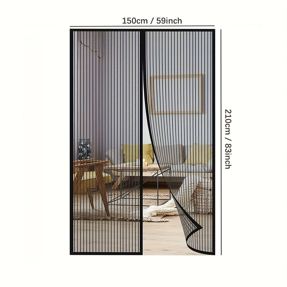 Magnetic Glass Fiber Mesh Mosquito-Proof Screen Door Curtain Suitable for Windows & Doors - Automatic Closing Magnetic Bug Barrier, No Drill Installation, PVC Frame Compatible for Glass Panels, Pet-Friendly Insect Protection, Living Room